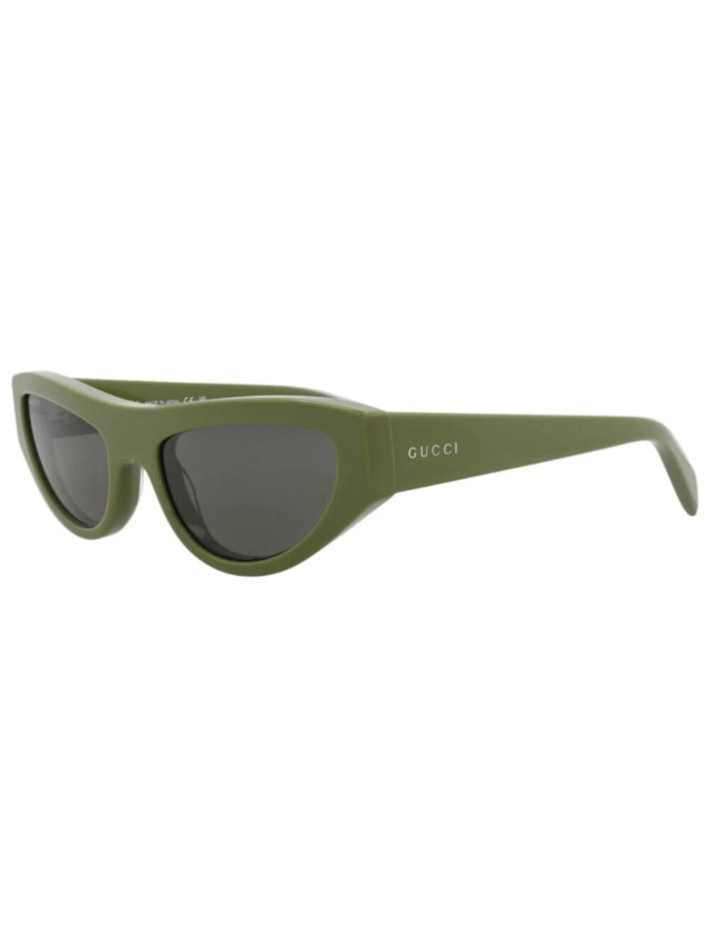 New Gucci Women's Sunglasses Cat Eye Recycled Acetate Frame Green Green Grey